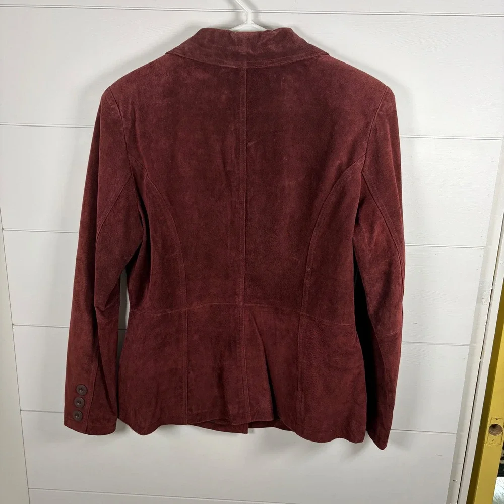Vintage 90s Wilsons Leather Maxima Burgundy Suede Jacket (Sz M) & Skirt (Sz‎ 6)